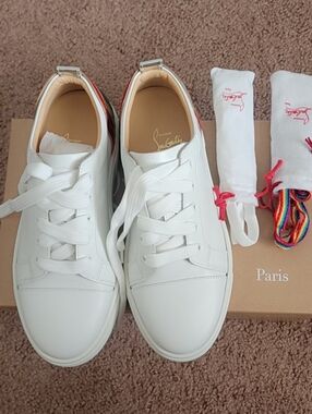 Christian Louboutin White Leather Low-Top Sneakers